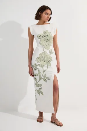 Karen Millen Premium Summer Embellished Applique Tailored Maxi Dress