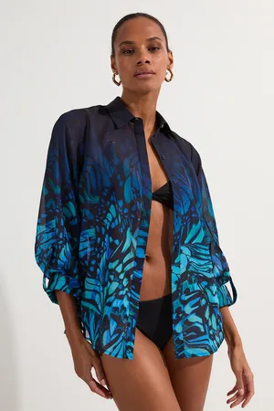 Karen Millen Tall Ombre Butterfly Georgette Beach Shirt