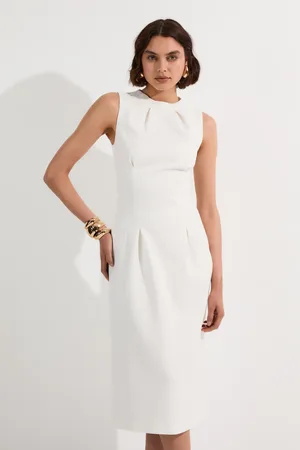 Karen Millen Structured Crepe Sleeveless Tailored Pencil Midi Dress