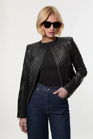 Karen Millen Leather Quilted Biker Jacket