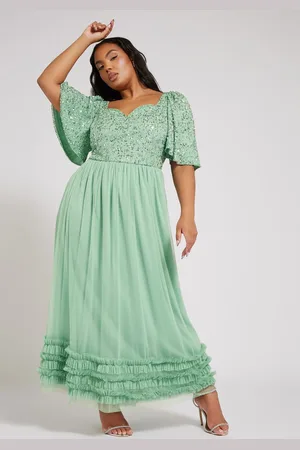Yours Sequin Sweetheart Ruffle Maxi Dress