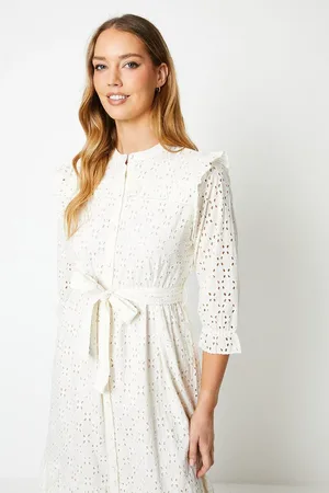 Oasis Broderie Button Through Midi Dress