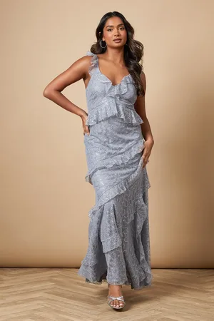 Oasis Sequin Lace Ruffle Detail Midaxi Dress