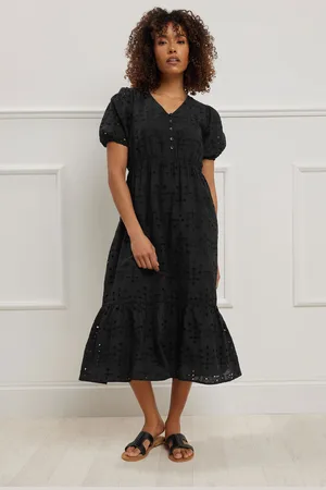 M&Co Broderie Tiered Midi Dress