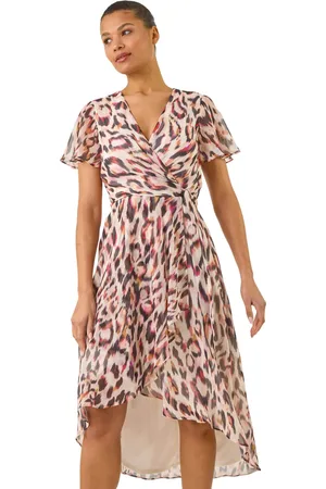Roman Leopard Ruffle Front Dress