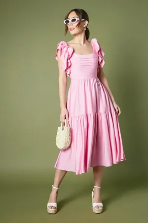 Coast Pleat Bodice Frill Sleeve Midi Dress