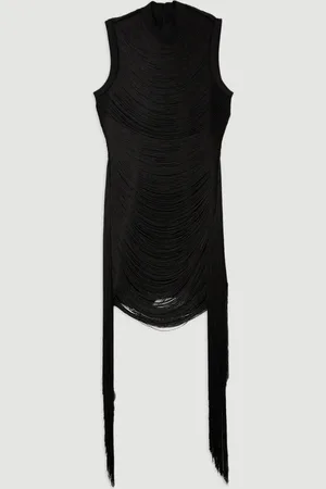 Karen Millen Bandage Figure Form Knit Tassel Mini Dress