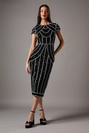 Coast Pearl Embellished Cap Sleeve Column Maxi Dress