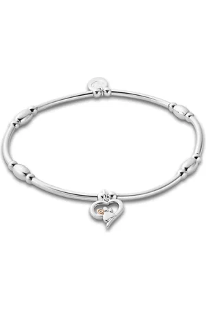 Clogau Paw Prints Sterling Silver Heart Affinity Bracelet with Topaz