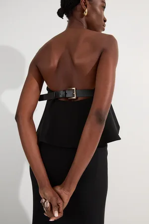 Karen Millen Soft Tailored Peplum Bandeau Tailored Maxi Dress