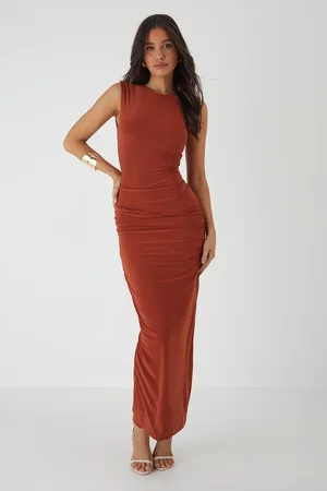 MissPap Slash Neck Cap Sleeve Drape Maxi Dress