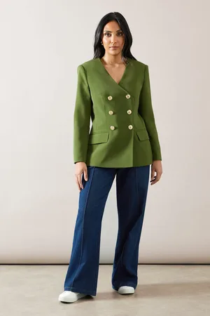 wallis Petite V Neck Double Breasted Blazer