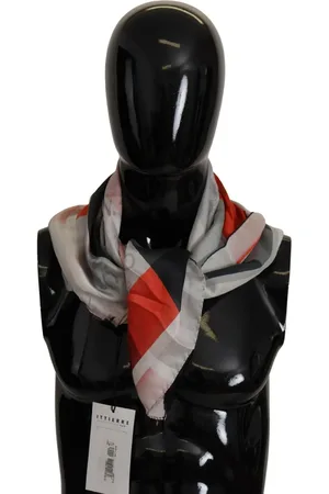 Costume National Silk Scarf Geometric Pattern Women - Gray Patterned Scarves