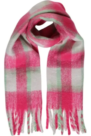 ONLY Fuzzy Check Scarf with Fringes Women - Scarves