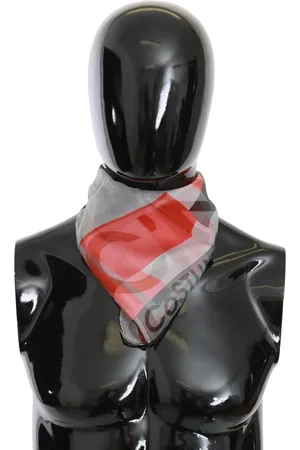 Costume National Silk Scarf GrayRed Women Scarves
