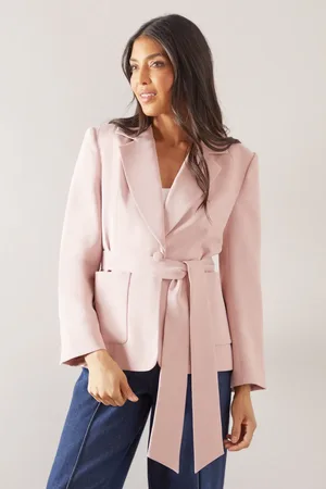 wallis Petite Patch Pocket Tie Neck Blazer