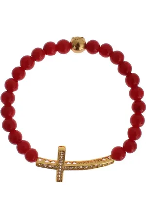 Nialaya CZ Cross Coral Gold Bracelet Women