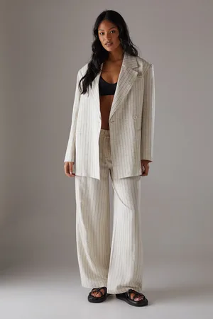 warehouse Linen Look Pinstripe Blazer