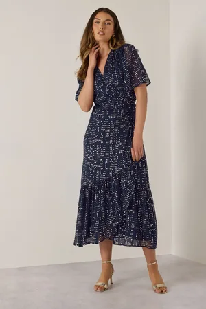 Long Tall Sally Tall Wrap Foil Midi Dress