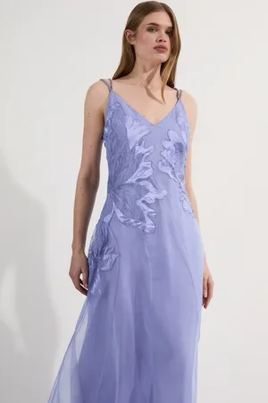Karen Millen Satin Applique Woven Maxi Dress