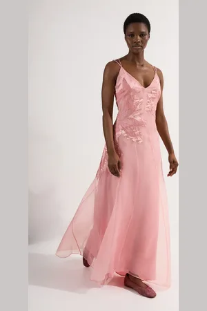 Karen Millen Satin Applique Woven Maxi Dress
