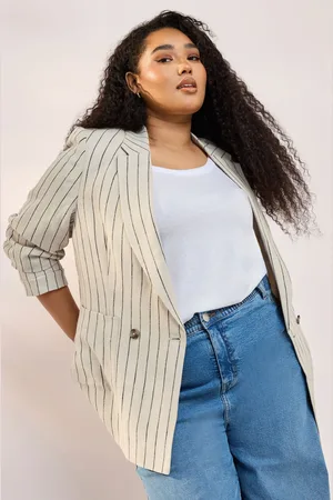 Yours Tailored Stripe Linen Blazer