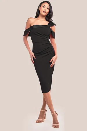 Goddiva One Shoulder Satin Band Bodycon Midi