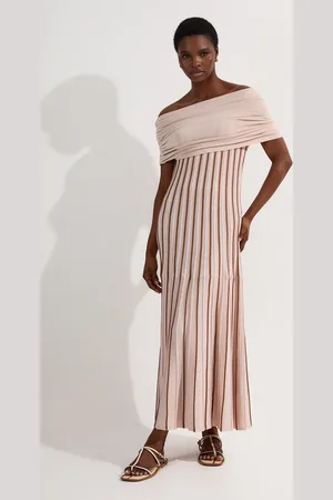 Karen Millen Striped Bardot Knitted Maxi Dress
