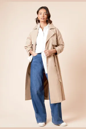 Dorothy Perkins Longline Double Breasted Belted Trench Coat