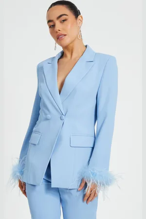 Quiz Petite Feather Trim Blazer