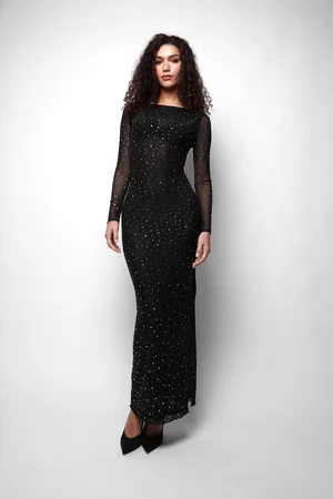 Jaded Rose Gemmy Mesh Maxi Dress in Hotfix Jewel