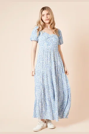 Dorothy Perkins Tiered Puff Sleeve Twist Front Midaxi Dress