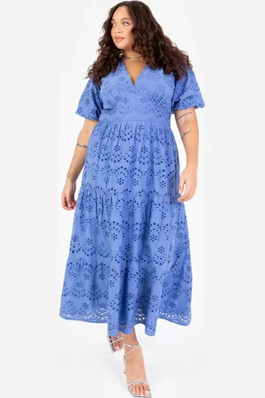 Lovedrobe Broderie Puff Sleeve Tiered Midi Dress
