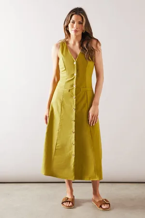 wallis Linen Mix Button Through Midi Dress