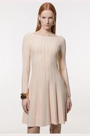 Karen Millen Pointelle Stitch Fit And Flare Knitted Dress