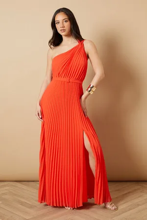 Oasis One Shoulder Pleated Tie Detail Midi Dress