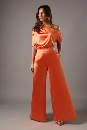 Coast One Shoulder Satin Jumpsuit