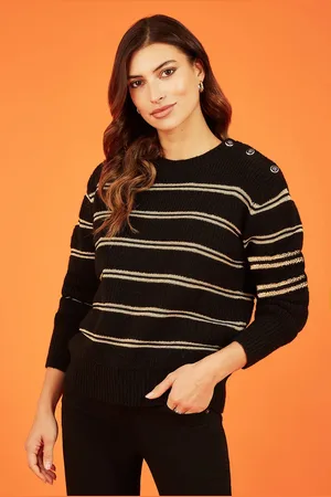Yumi Jumper With Gold Stripes and Button Details