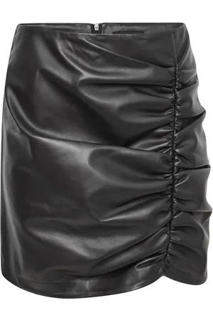 Barneys Originals Ruched Real Leather Mini Skirt