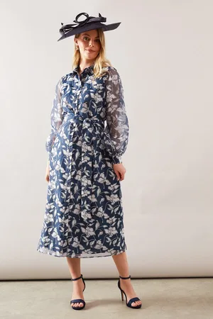 wallis Burnout Floral Midi Shirt Dress