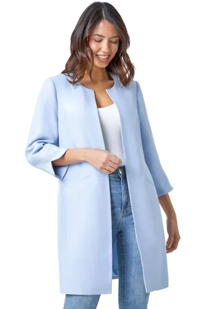 Roman 3/4 Sleeve Textured Longline Smart Jacket