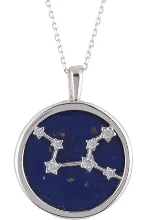 Latelita Zodiac Lapis Lazuli Gemstone Star Constellation Pendant Necklace Silver Virgo