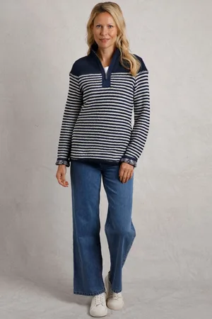 Weird Fish Juliet 1/4 Zip Stripe Macaroni