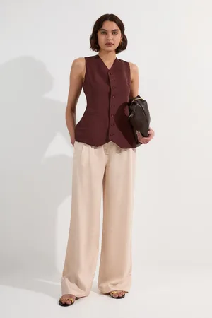 Karen Millen Premium Linen Wide Leg Tailored Trouser