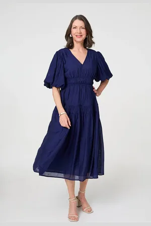 Izabel London Printed 1/2 Sleeve Empire Maxi Dress