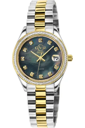 GV2 by Gevril Turin Diamond 12421B MOP Dial Two toned IPYG Swiss Quartz Watch