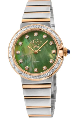 GV2 by Gevril Sorrento Diamond ,316L Stainless Steel Case, Green MOP Dial Swiss Quartz Watch