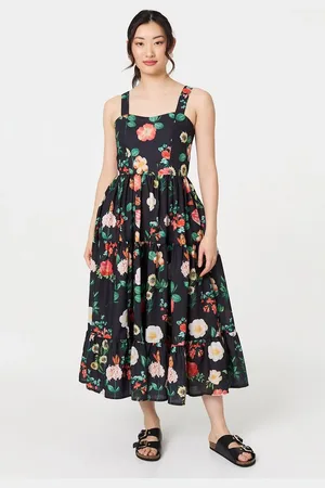 Izabel London Floral Sleeveless Skater Midi Dress