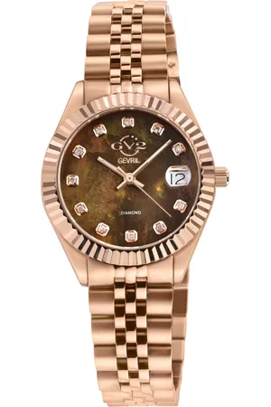 GV2 by Gevril Naples 12401 Brown Dial Gold Swiss Quartz Watch