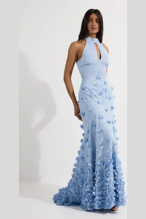Karen Millen Petal Applique Embellished Broderie Rosette Maxi Dress